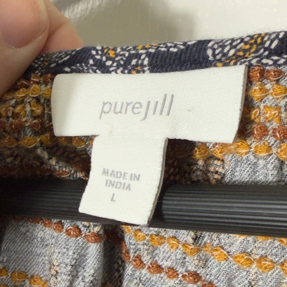 J. Jill‎ Floral Tunic Top Womens Large ECOVERO Viscose Cotton Boho Blouse